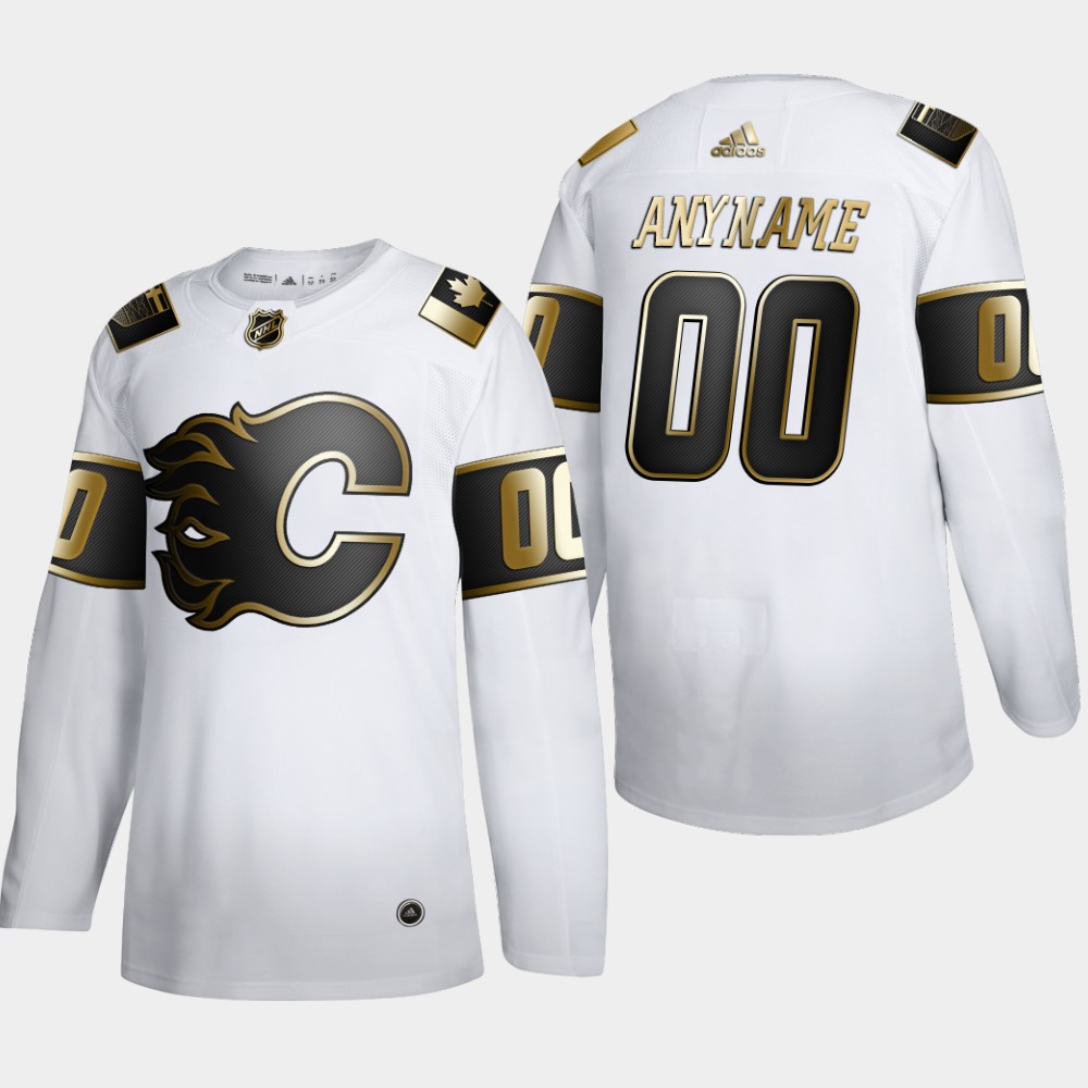 Calgary Flames Custom Men Adidas White Golden Edition Limited Stitched NHL Jersey